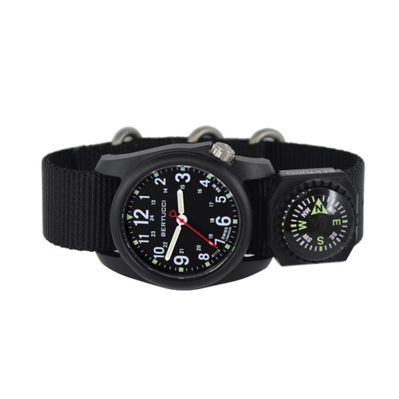 Bertucci DX3 Compass™ Field Watch with Nylon Strap, Black Dial