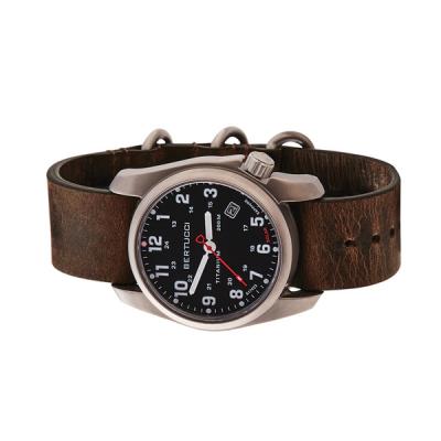 Bertucci A-2T Solar Classic Titanium Field Watch with Brown Leather Strap