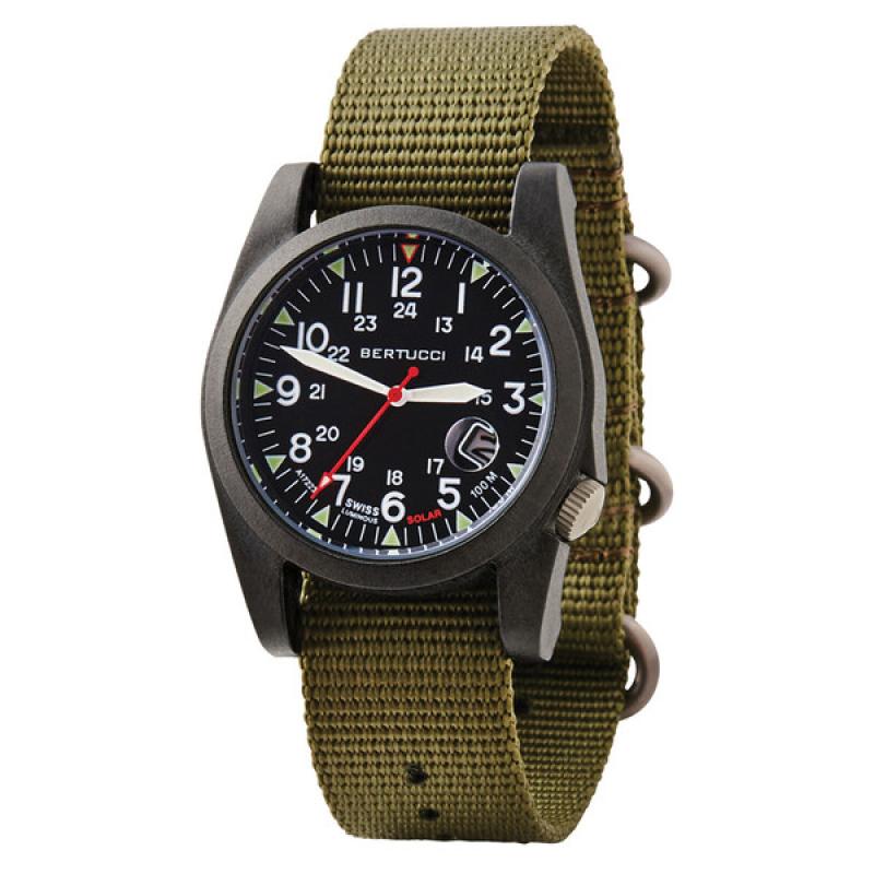 Bertucci A-3PS Solar Field Watch with Forest Nylon Strap