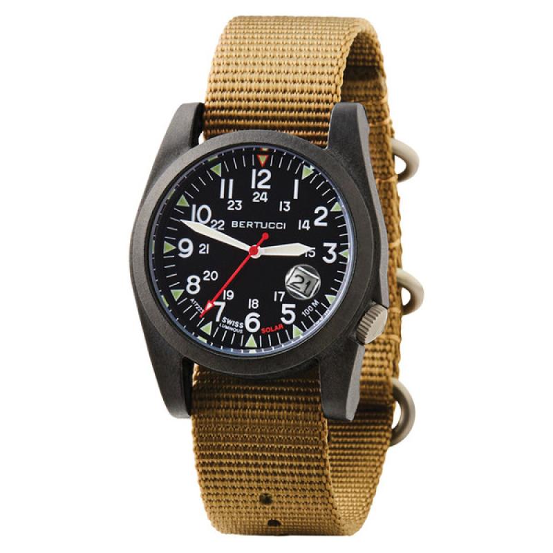 Bertucci A-3PS Solar Field Watch with Khaki Nylon Strap