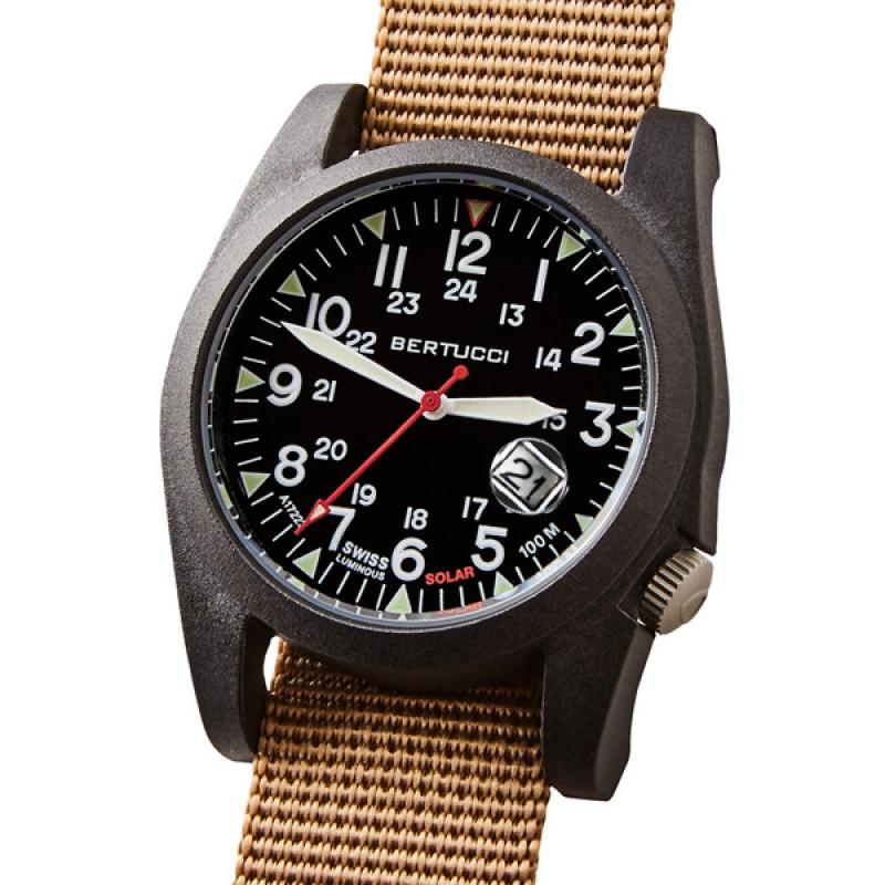 Bertucci A-3PS Solar Field Watch with Khaki Nylon Strap