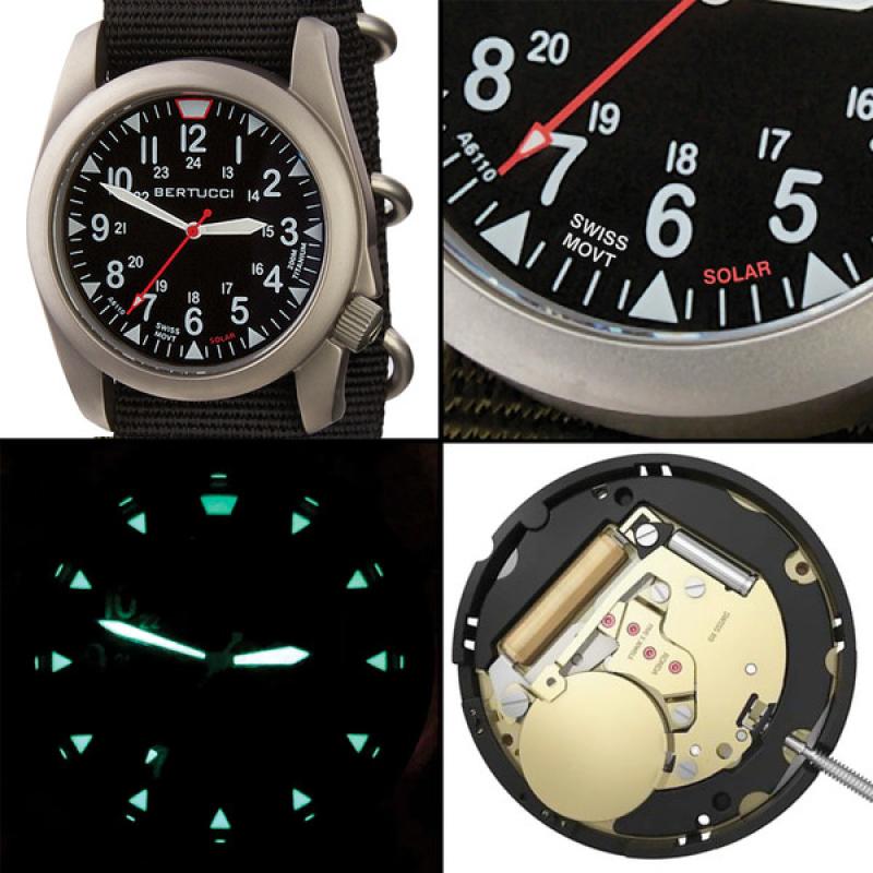 Bertucci A-4TS Super Yankee Solar with Black Dial and Strap