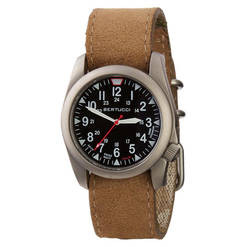 Bertucci A-4TS Super Yankee Solar with Black Dial and Leather Strap