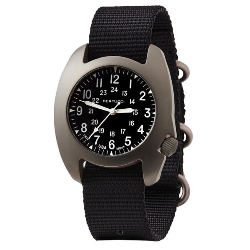 Bertucci D-3T Retroform Epic Field Watch with Black Dial and Black Nylon Strap