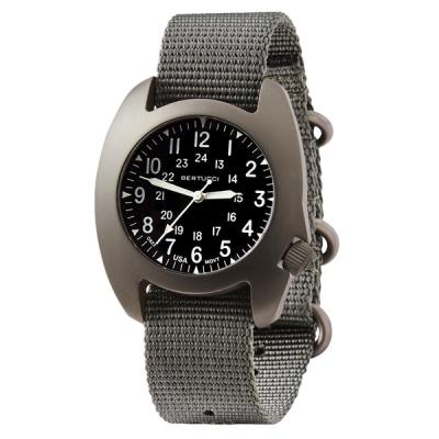 Bertucci D-3T Retroform Epic Field Watch with Black Dial and Vintage Drab Nylon Strap