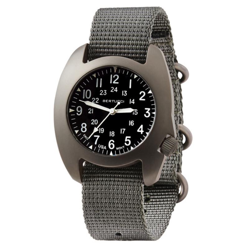 Bertucci D-3T Retroform Epic Field Watch with Black Dial and Vintage Drab Nylon Strap