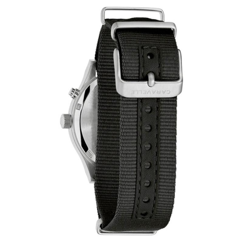 Caravelle "Light Up" Field Watch with Black Dial