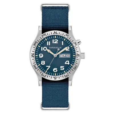 Caravelle "Light Up" Field Watch with Blue Dial