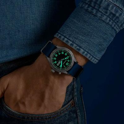 Caravelle "Light Up" Field Watch with Blue Dial