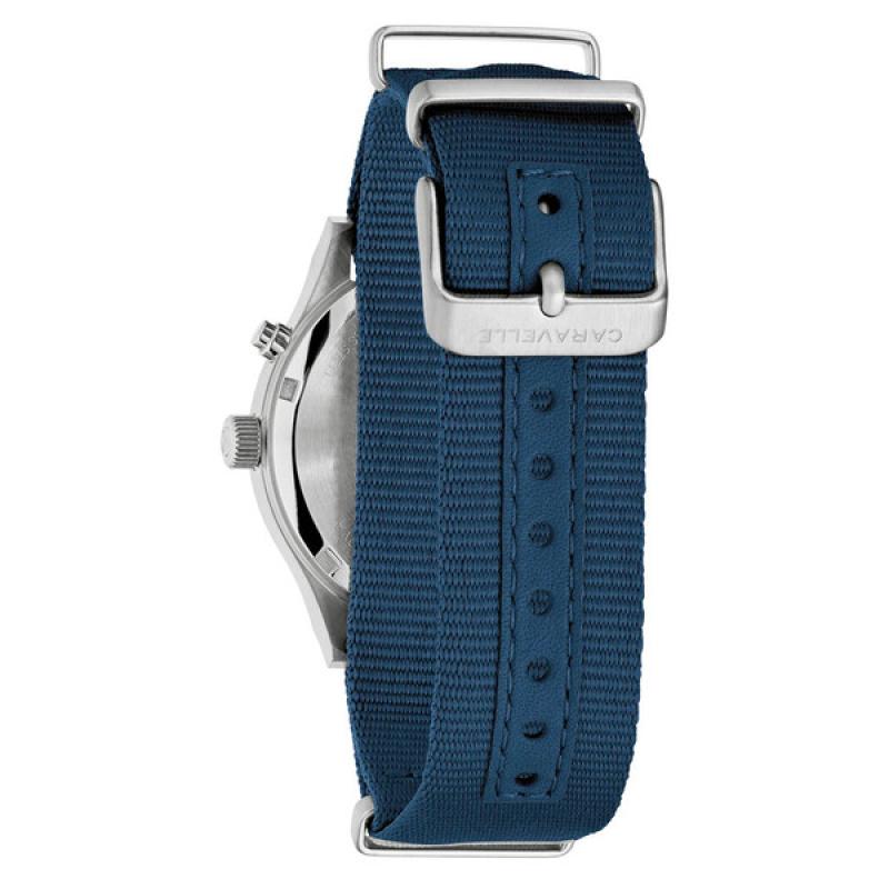Caravelle "Light Up" Field Watch with Blue Dial