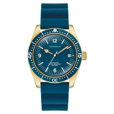 Caravelle Sea Hunter Automatic Goldtone Watch with Blue Dial
