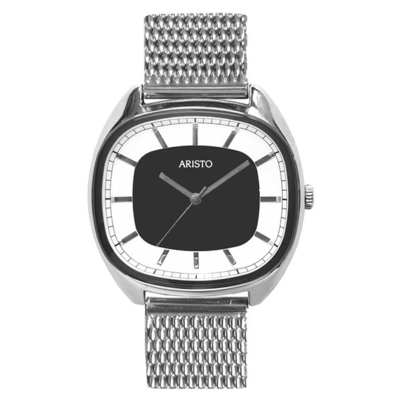 Aristo 36mm Classic Dress Watch with Rectangular Face and Black Dial