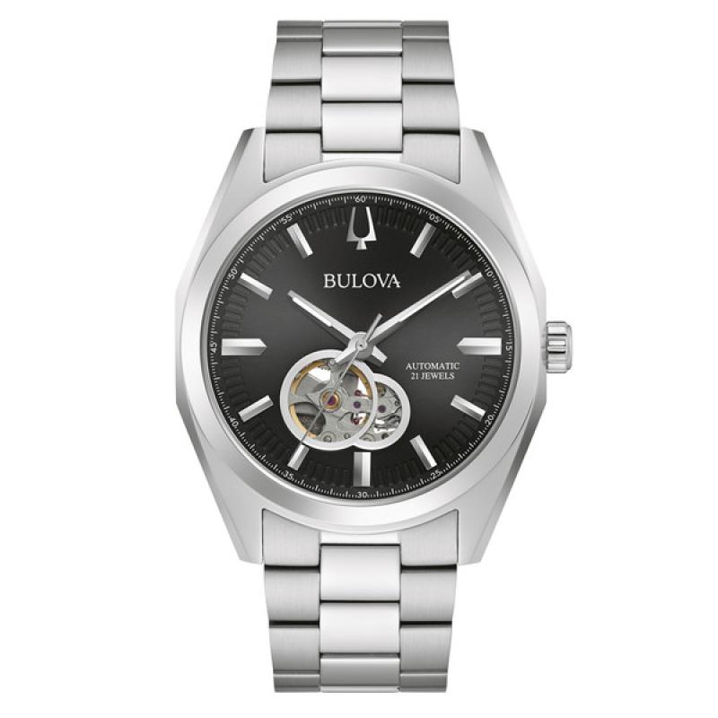 Bulova Surveyor Automatic Watch with Open Heart Black Dial