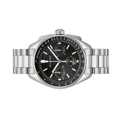 Bulova Lunar Pilot Chronograph 43.5mm with Black Dial and Stainless Steel Bracelet