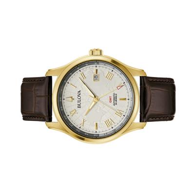 Bulova Wilton Automatic Traveller GMT with Gold-tone Case and Silver Dial