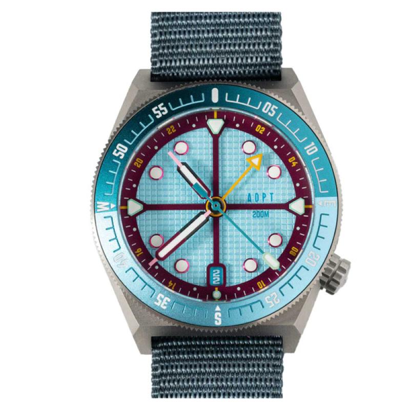 ADPT Series 1 GMT Titanium Field Watch with Aqua Berry Dial