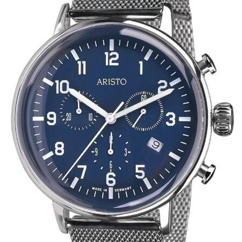 Aristo Bauhaus Swiss Quartz Chronograph Watch on Mesh Bracelet