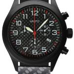 Aristo Aviator Style Quartz Chronograph Watch with Carbon Fiber Dial