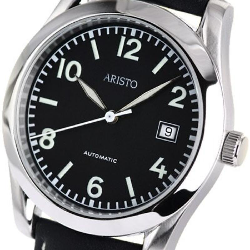 Aristo 4H230 Black Dial Swiss Automatic Cushion Case Officer's Watch