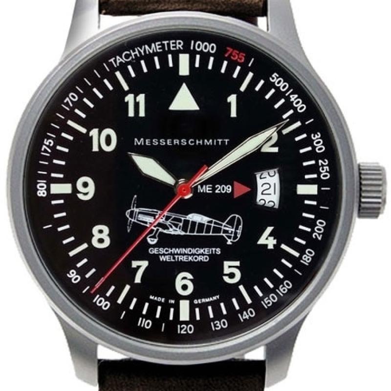 Messerschmitt Fliegeruhr Watch with Aviator Leather Strap
