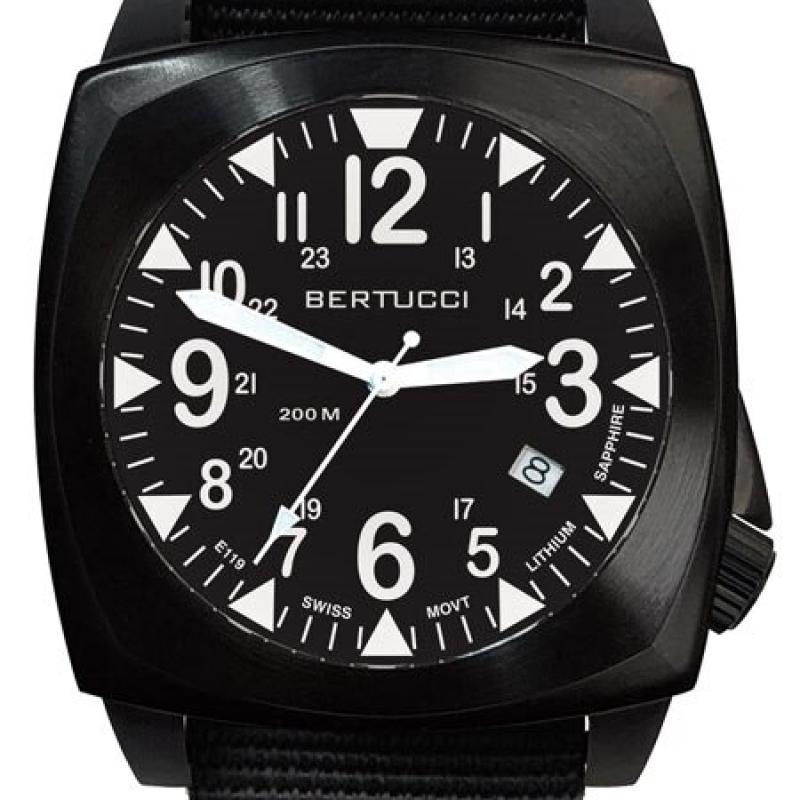 Bertucci E-1S Ballista 44mm Black Ion Field Watch with a Dome Sapphire Crystal