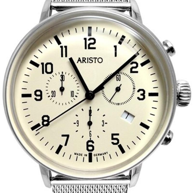 Aristo Bauhaus Swiss Quartz Chronograph Watch on Mesh Bracelet
