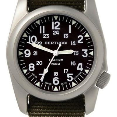 Bertucci A-2T Vintage Marine Titanium Watch with Defender Olive Nylon Strap