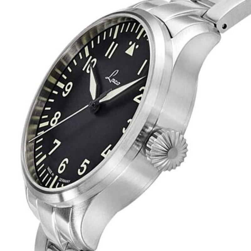 Laco 42mm ROM Type A Dial Automatic Pilot Watch, Sapphire Crystal