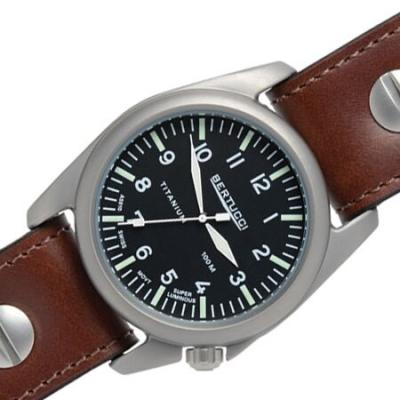 Bertucci A-4T Vintage 44 Titanium Watch with an Aviator Strap