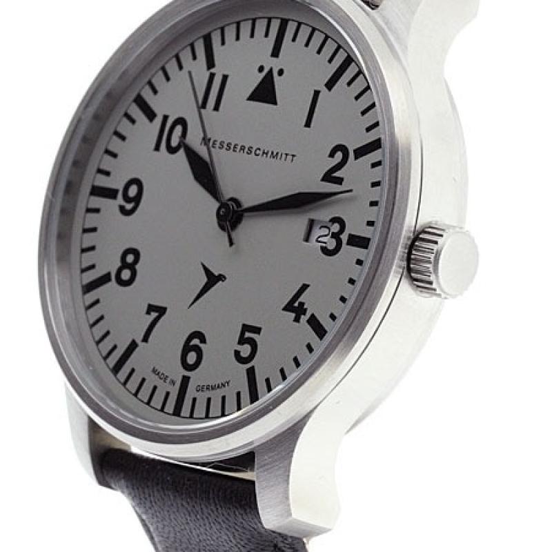 Messerschmitt Fliegeruhr Watch with Black Leather Strap