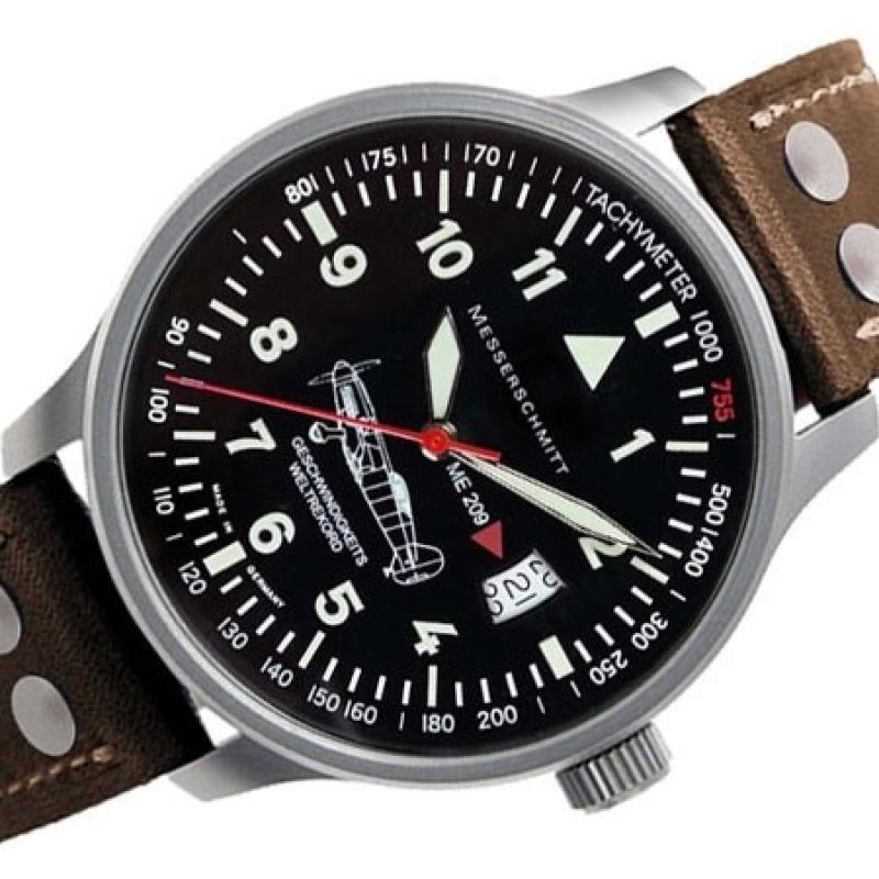 Messerschmitt Fliegeruhr Watch with Aviator Leather Strap