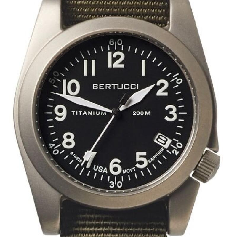 Bertucci A-11T Americana Titanium Watch with Olive Nylon Strap