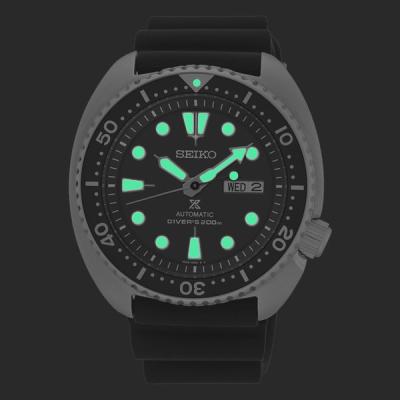 Seiko Turtle Prospex Automatic Dive Watch with Black Dial and Black Silicone Dive Strap