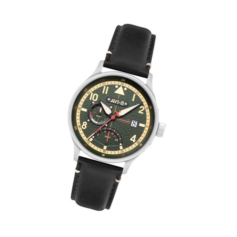 AVI-8 McKellar Dual Time Watch with Green Dial