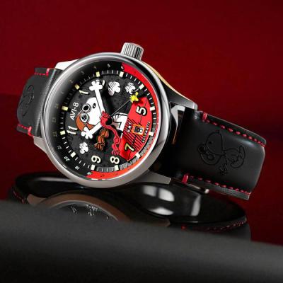 AVI-8 x Peanuts Snoopy Flying Ace GMT Automatic in Doghouse Red