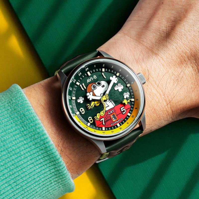 AVI-8 x Peanuts Snoopy Flying Ace GMT Automatic in Winter Green