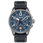 AVI-8 Spitfire Lock Japanese Meca-Quartz Chronograph, Blue Dial, Leather Strap