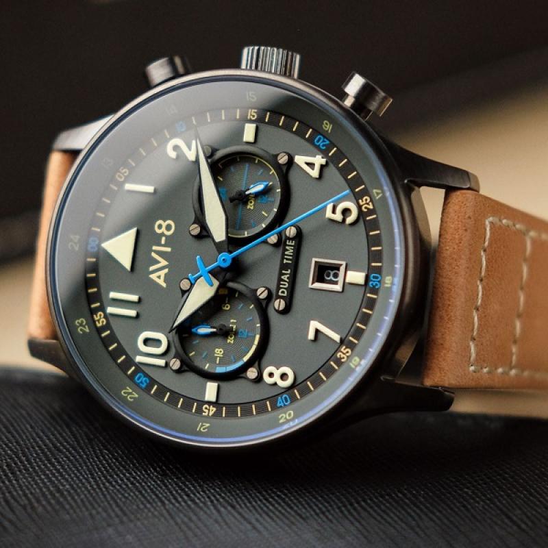 AVI-8 Carey Hawker Hurricane Dual-Tiime Pilot Watch
