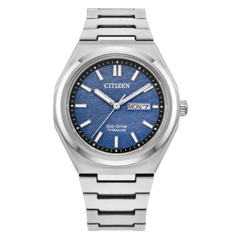 Citizen Eco-Drive Titanium Zenshin Watch with Blue Dial