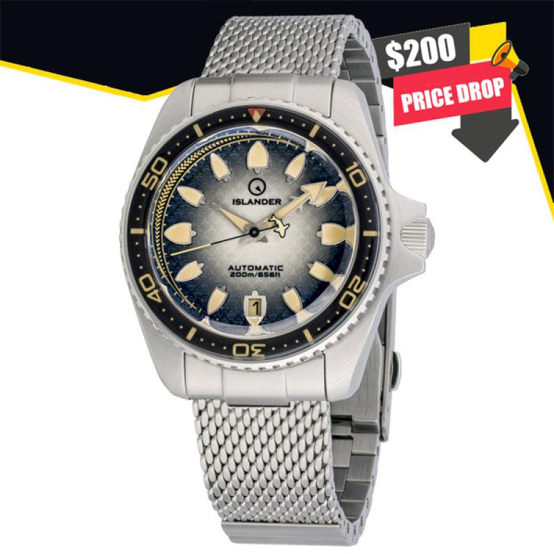 Islander Hudson "Harpoon Diver" 40mm Watch with Degrading Black Dial