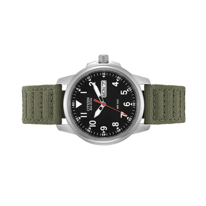 Citizen Eco-Drive Garrison Watch with Black Dial and Green Strap