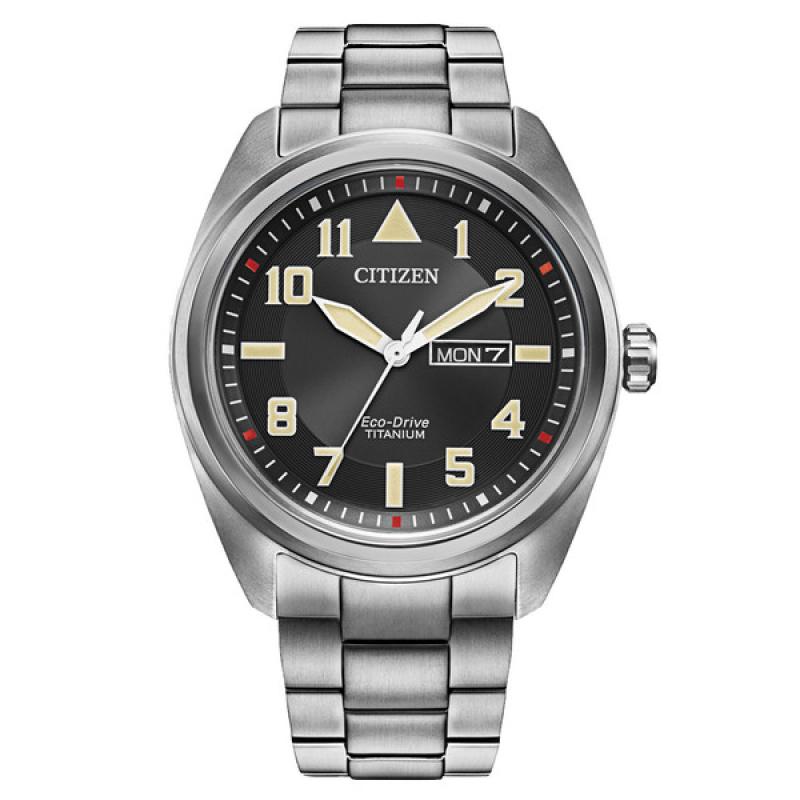 Citizen Eco-Drive Garrison Titanium Watch with Black Dial and Titanium Bracelet