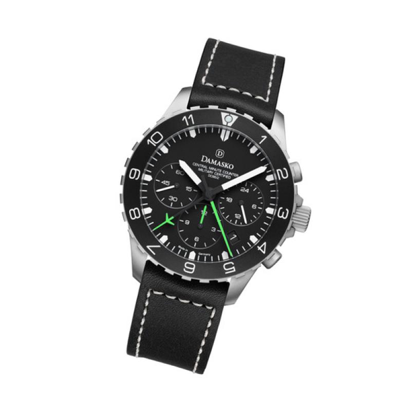 Damasko 42mm Chronograph with Stopwatch and 12-hour Totalizer with Green Accents