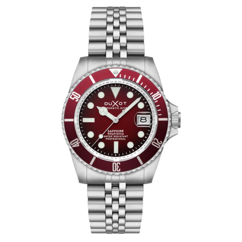 Duxot Atlantica Automatic Dive Watch with Merlot Red Dial