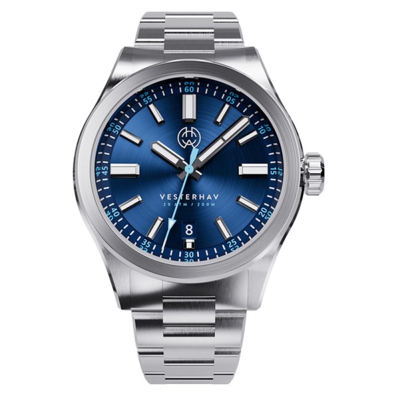 Henry Archer Vesterhav Slim Automatic Watch with Blue Aquila Dial
