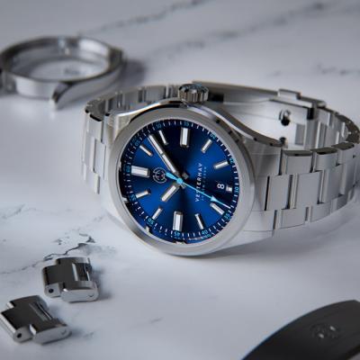 Henry Archer Vesterhav Slim Automatic Watch with Blue Aquila Dial