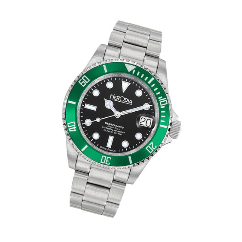 Herodia Mediterraneo Swiss Automatic Dive watch with Black Dial