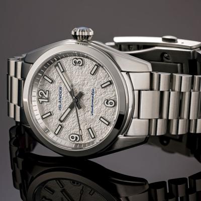Islander Brookville Calligraphy Edition Watch with Silver Parchment Dial