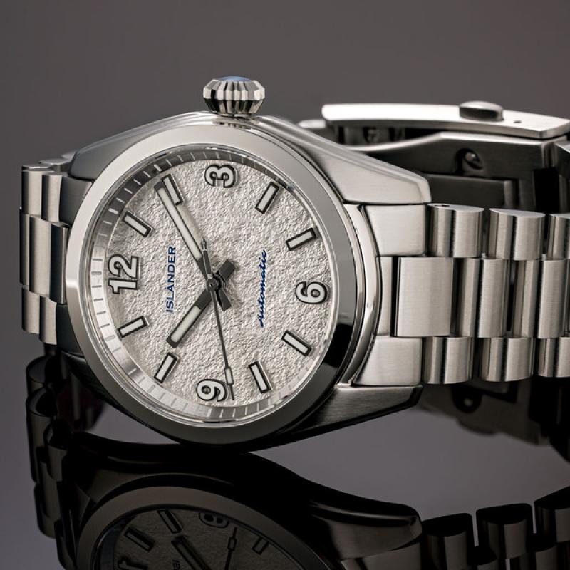 Islander Brookville Calligraphy Edition Watch with Silver Parchment Dial