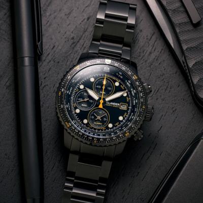 Islander Calverton Flight Chronograph Alarm Watch in IP Black